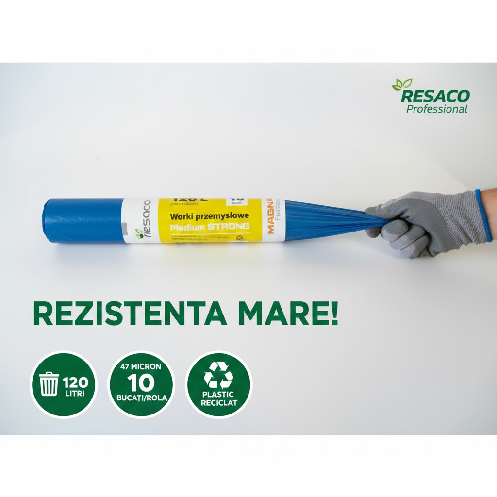 Toate produsele, Saci Gunoi RESACO 120L, Albastri, 47 Micron - Rezistenti, Plastic Reciclat - vectordirect.ro