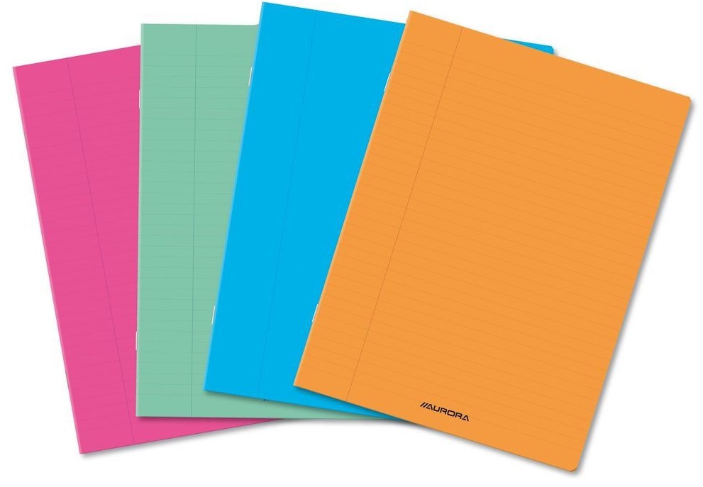 Caiet A5, 60 file - 80g/mp, liniat stanga, coperta PP transparent color, AURORA - velin
