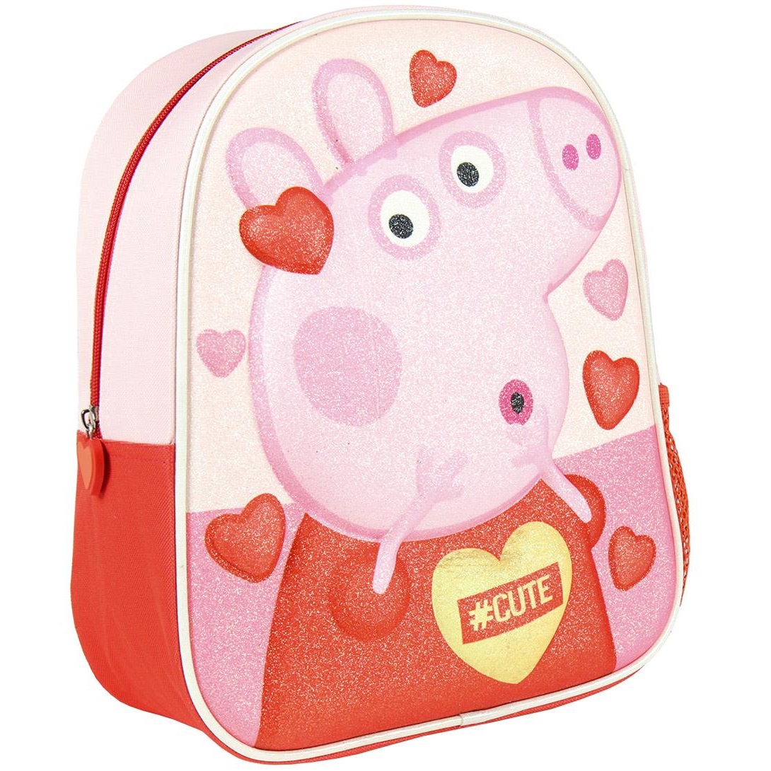 Rucsac Cerda Peppa Pig 3D Premium, 25 x 31 x 10 cm, roz/rosu CE2102968
