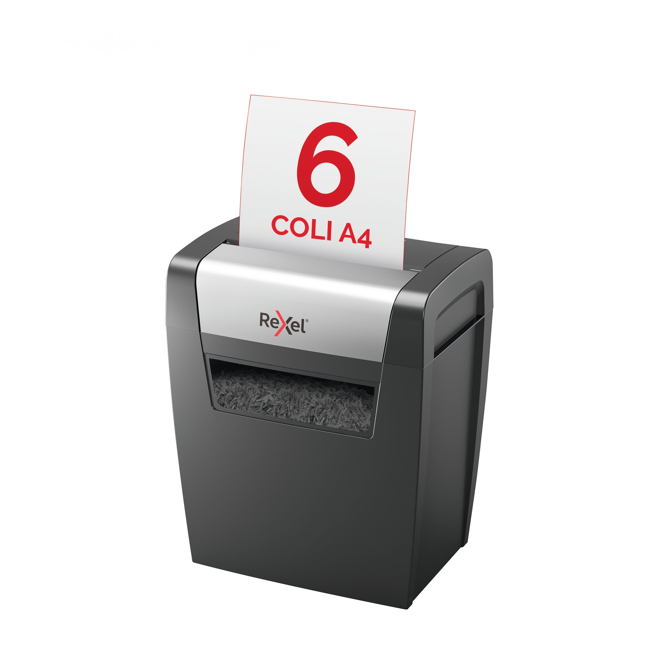 Distrugator documente manual REXEL MOMENTUM X406, P4, cross-cut (confeti), 6 coli, cos 15l, negru