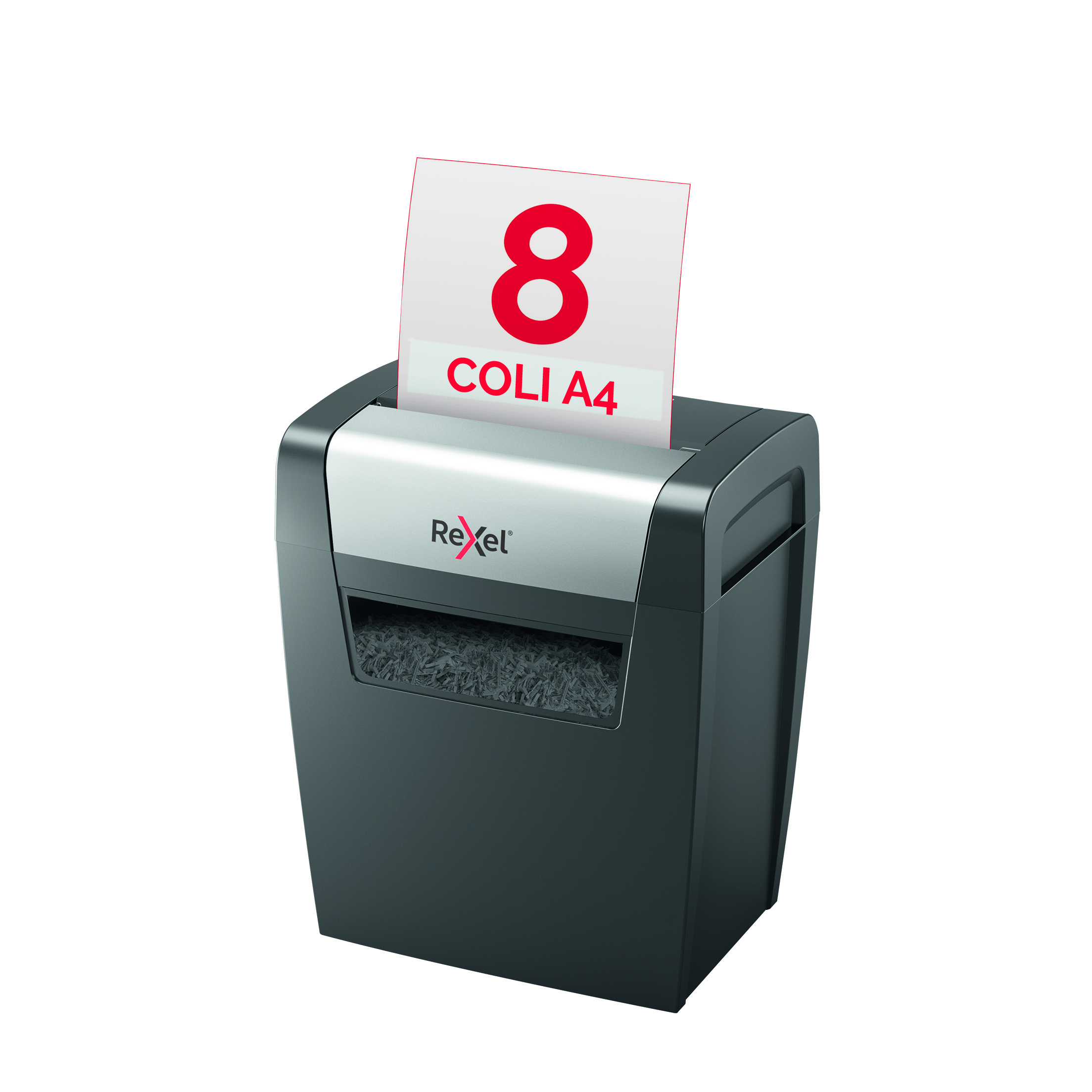 Campanie Rexel, Distrugator documente manual REXEL MOMENTUM X308, P3, cross-cut (confeti), 8 coli, cos 15l, negru - vectordirect.ro