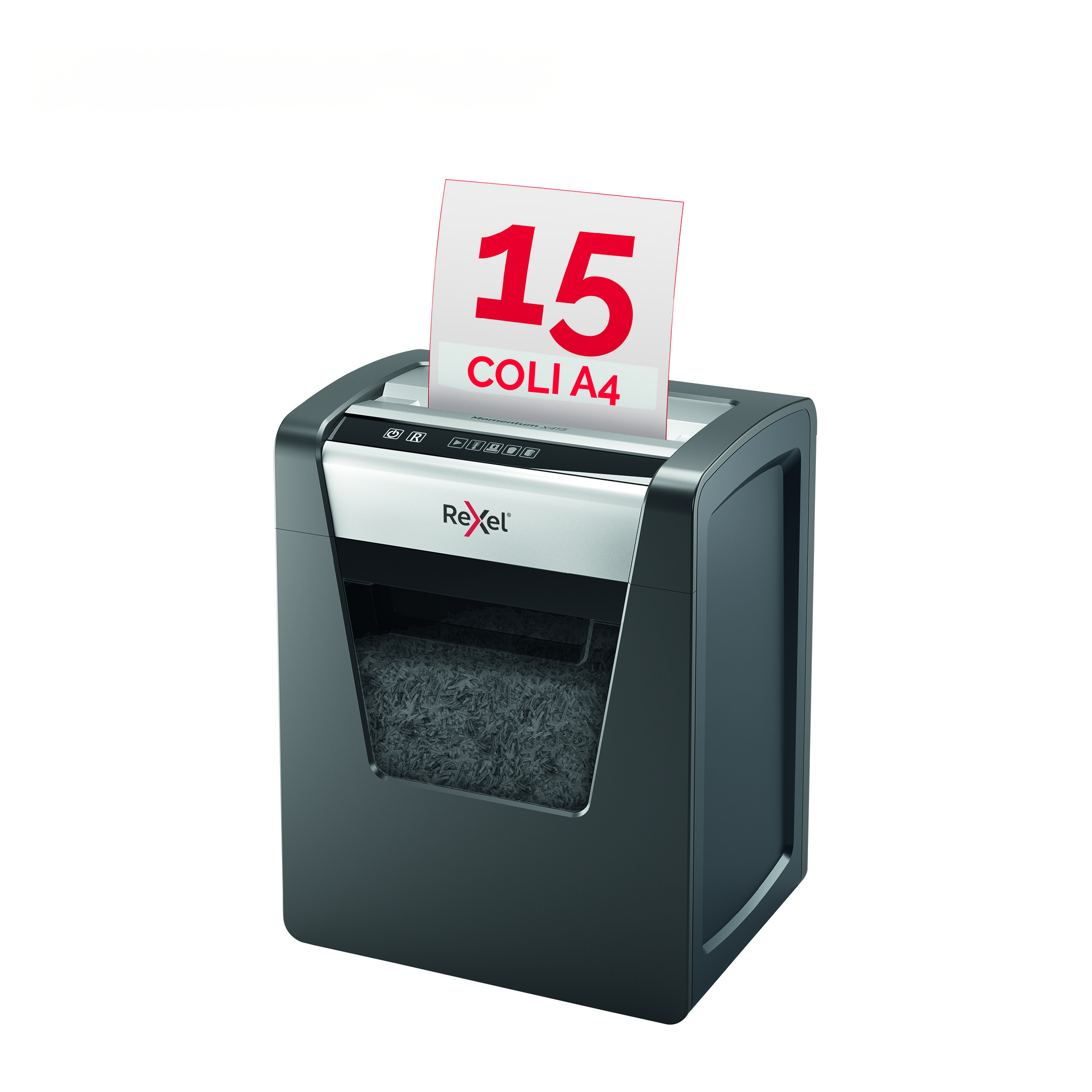 Echipamente birou, Distrugator documente manual REXEL MOMENTUM X415, P4, cross-cut (confeti), 15 coli, cos 23l, negru - vectordirect.ro