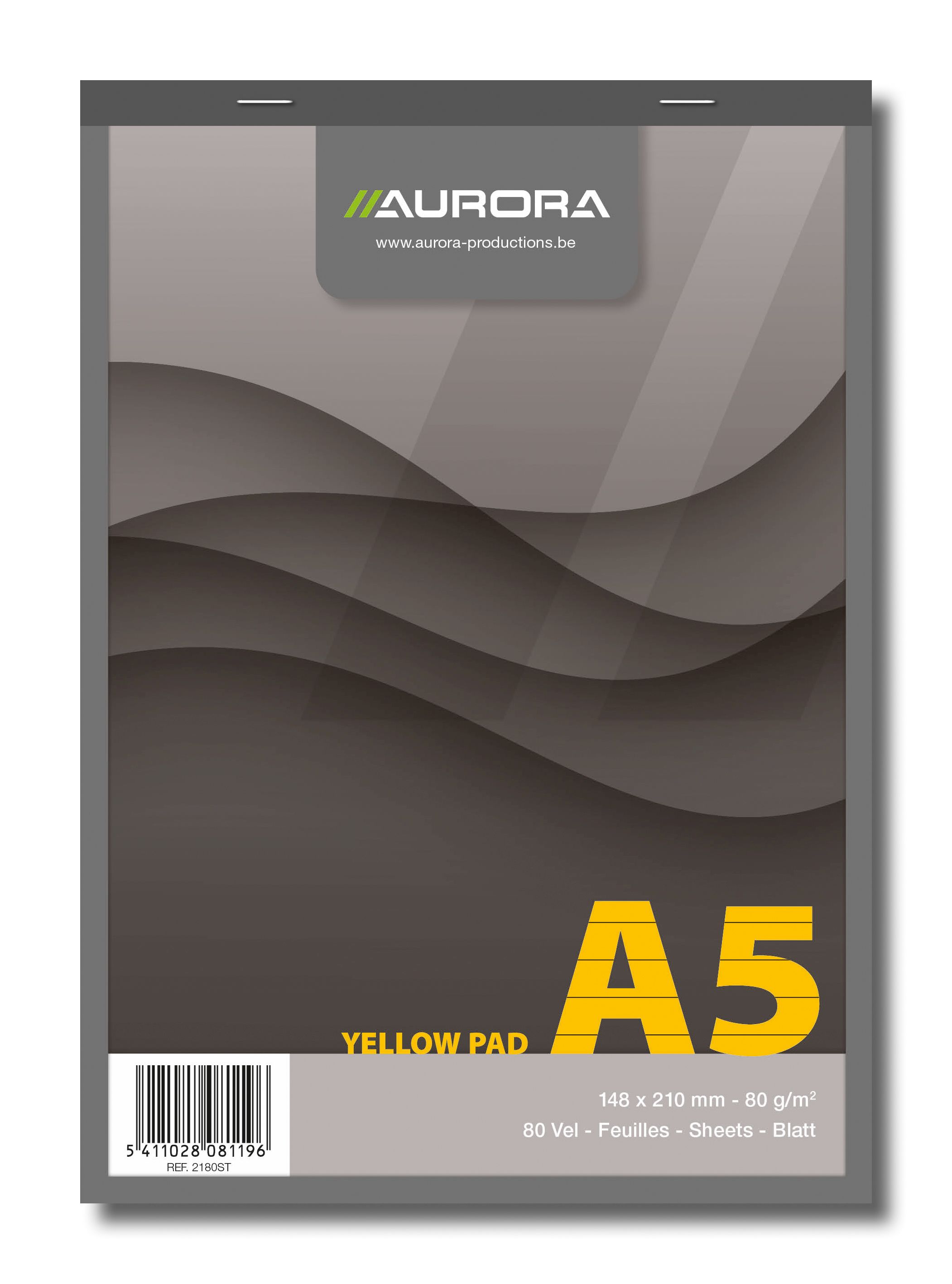 Rechizite scolare, Blocnotes capsat, A5,  80 file - 80g/mp, microperforatii, AURORA Office - dictando - hartie galbena - vectordirect.ro