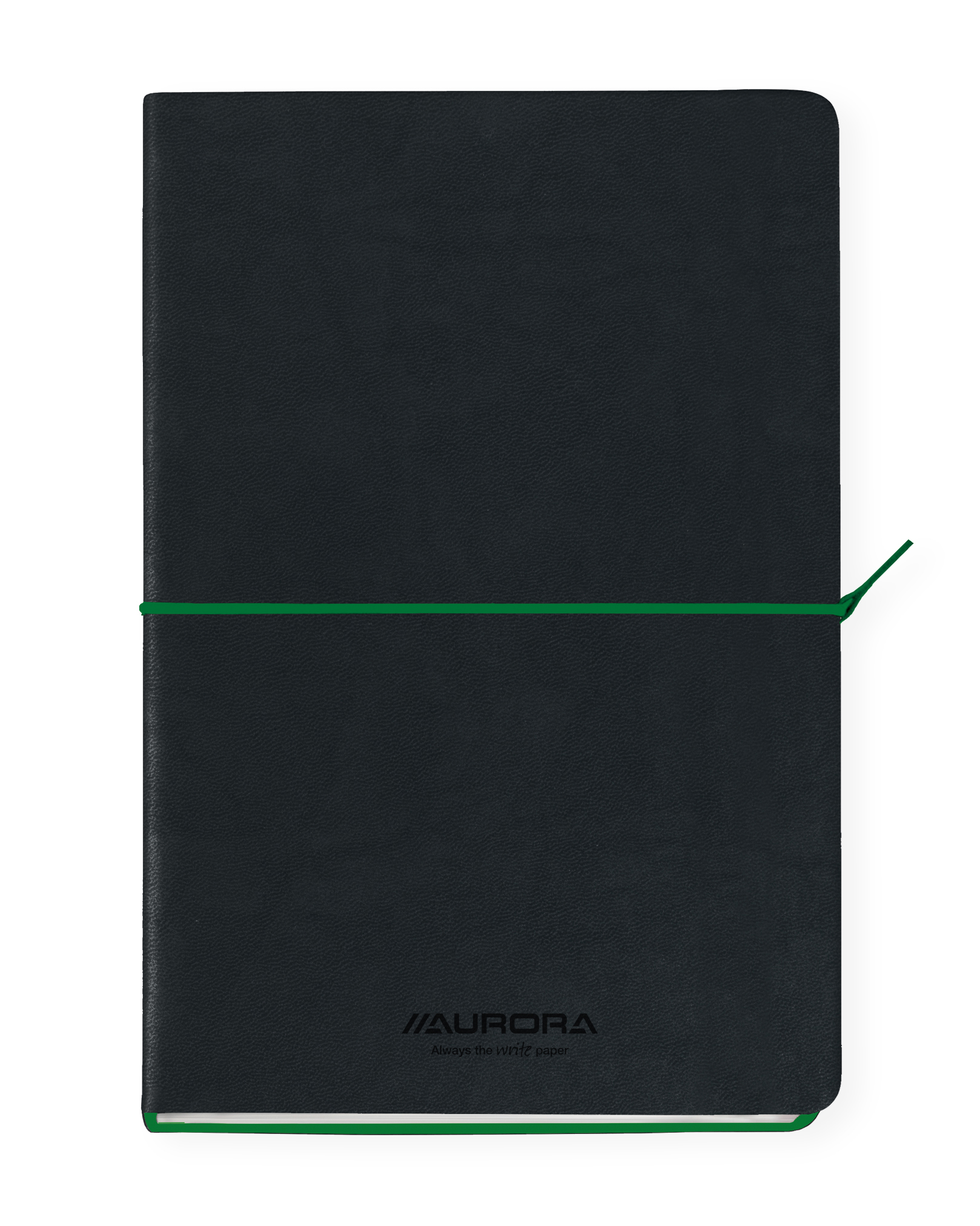 Caiet A5, 192 file-hartie cream FSC80 g/mp, coperta soft-touch negru-verde,AURORA Tesoro - dictando