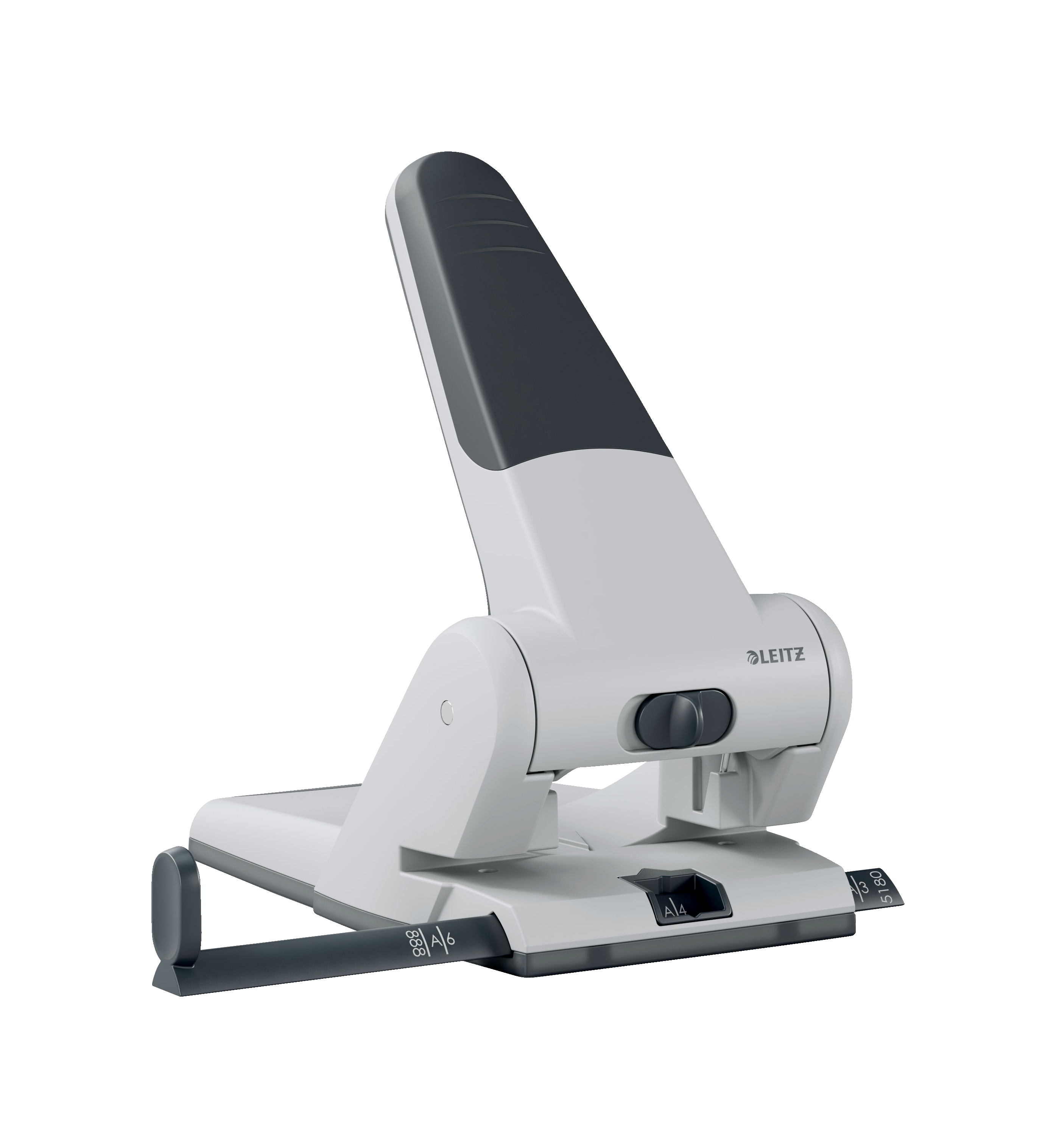 Leitz, Perforator metalic Leitz 5180 de mare capacitate, partial reciclat, reciclabil, 65 coli, argintiu - vectordirect.ro