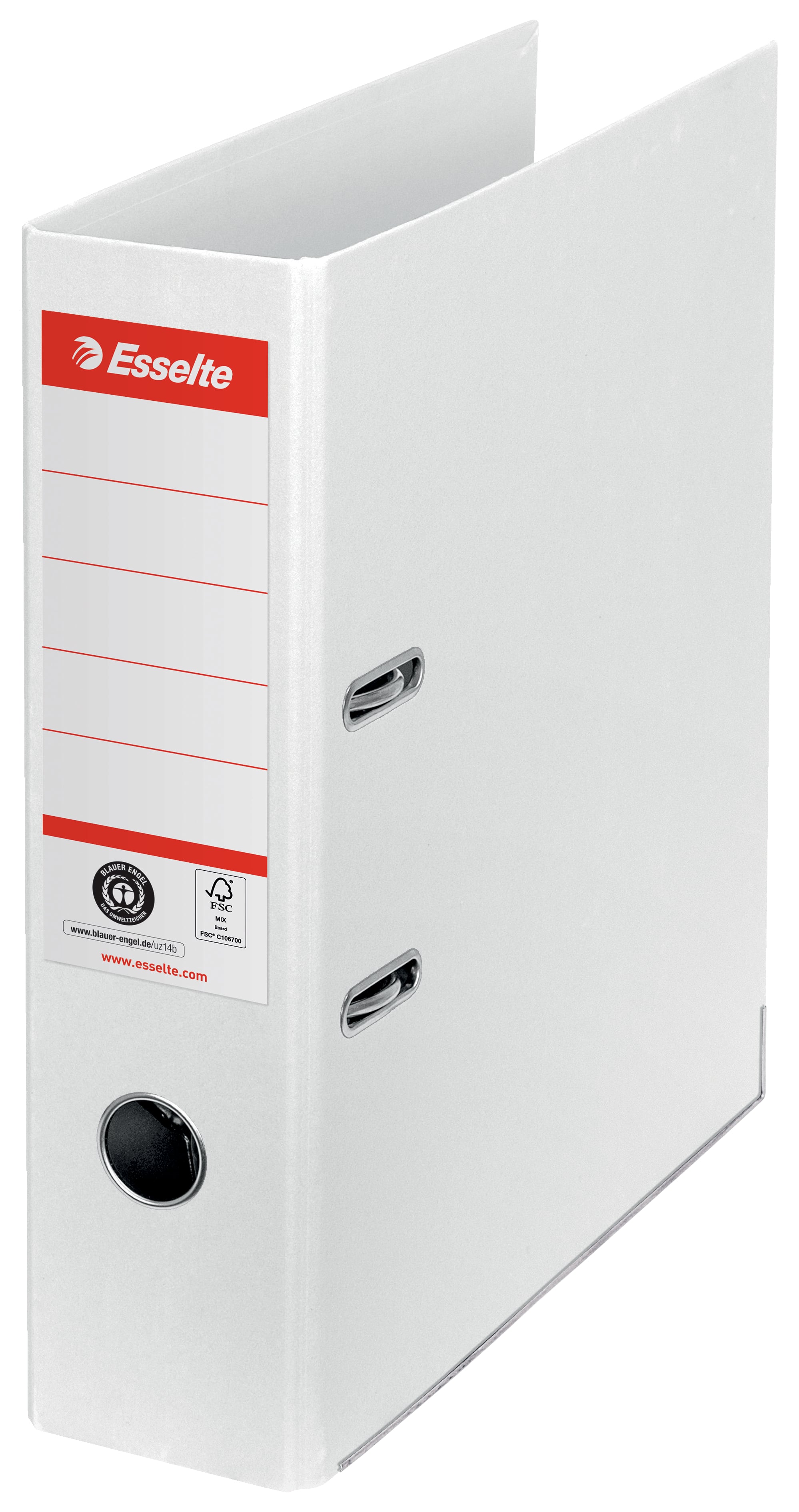 Bibliorafturi carton, Biblioraft Esselte No.1 Power Recycled, carton, 100% reciclat, reciclabil, certificare FSC, A4, 75 mm, alb - vectordirect.ro