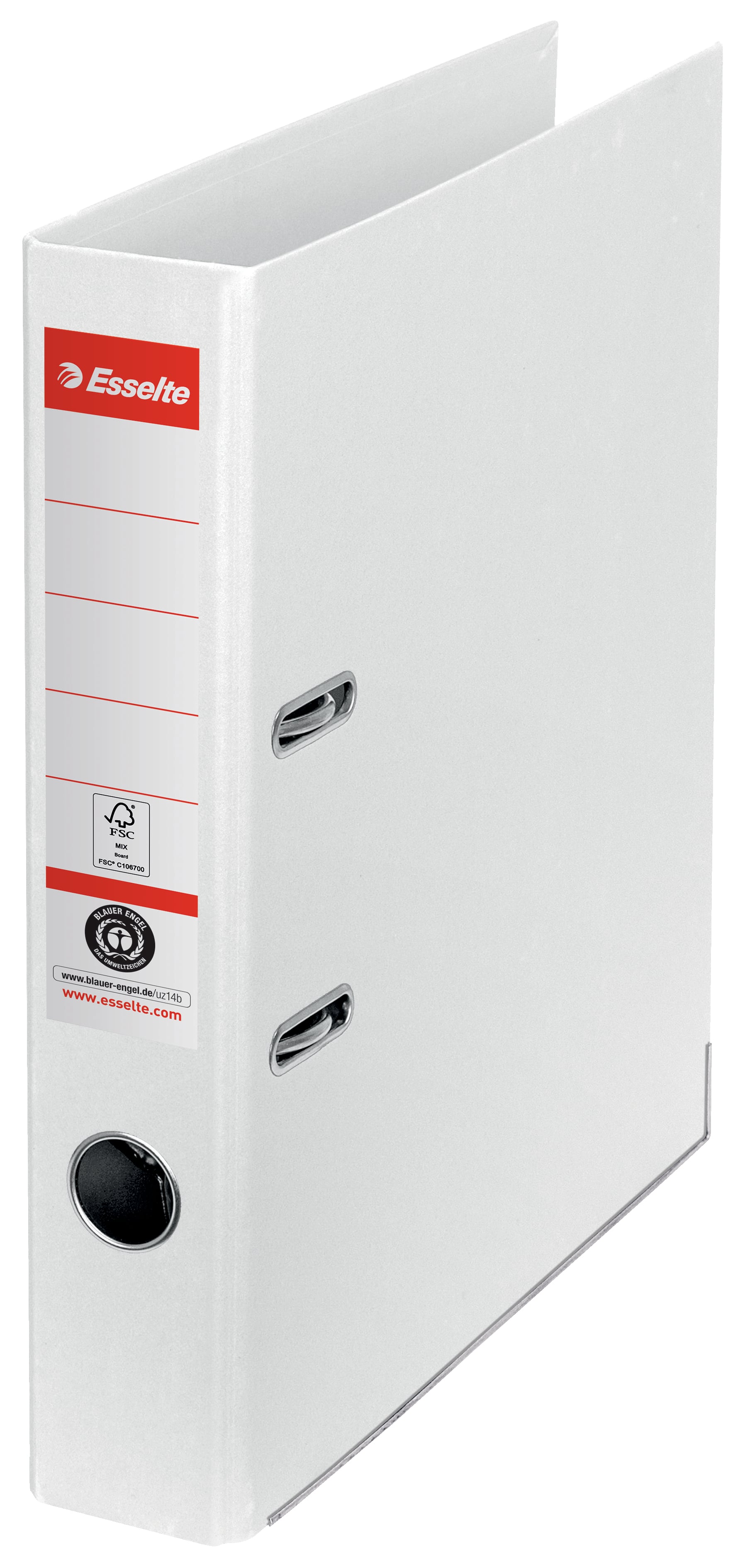 Biblioraft Esselte No.1 Power Recycled, carton, 100% reciclat, reciclabil, certificare FSC A4 5 cm- alb