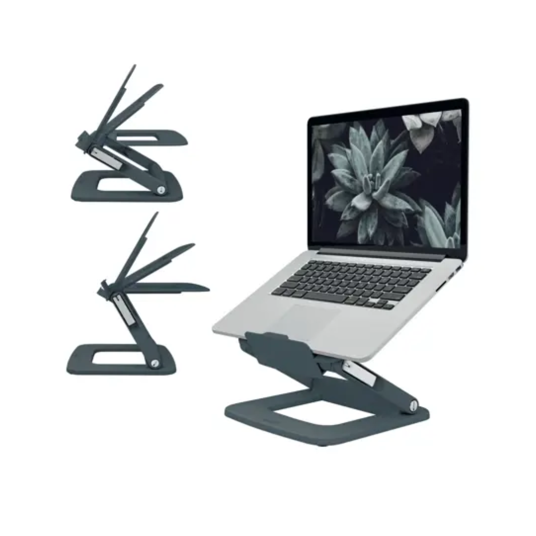 Suport laptop, Suport ergonomic LEITZ Ergo, pentru laptop, ajustabil, plastic partial reciclat, gri-carbune - vectordirect.ro