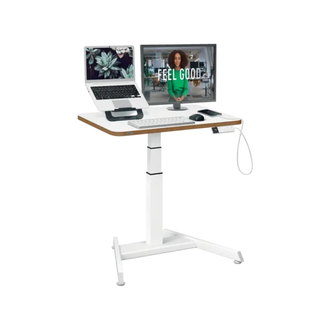 Birou, Birou ergonomic LEITZ Ergo, electric, ajustabil pe inaltime, pentru pozitia sezut/ in picioare, alb - vectordirect.ro