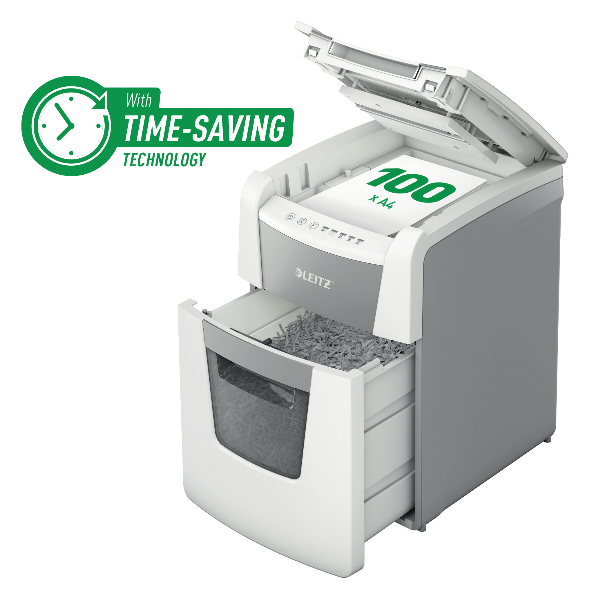 Campanie Leitz Autofeed, Distrugator documente automat LEITZ IQ Small Office, P5, micro-cut (particule), 100 coli, cos 34l, a - vectordirect.ro