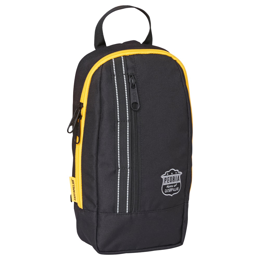Toate produsele, Geanta de umar CATERPILLAR Mochilas rPET Peoria, material 600D poliester - negru/galben - vectordirect.ro