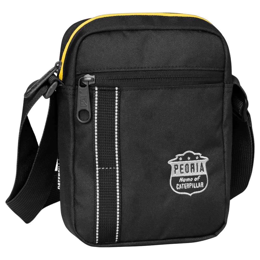 Toate produsele, Borseta de umar CATERPILLAR Mochilas rPET Peoria, material 600D poliester - negru/galben - vectordirect.ro