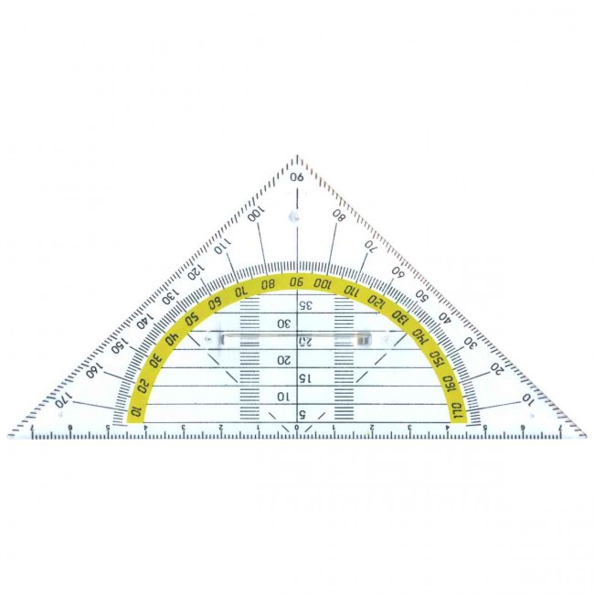 Penare, Echer 16 cm, cu raportor 180 grade, plastic transparent, ALCO - vectordirect.ro