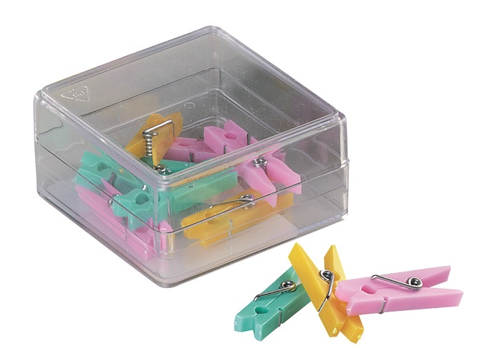 Clesti din plastic cu arc, pentru prindere, 32mm, 10 buc/cutie, ALCO - culori asortate