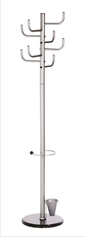 Cuiere, Cuier metalic argintiu ALCO, 172/40cm; cu 8 agatatori metalice, suport umbrele - vectordirect.ro