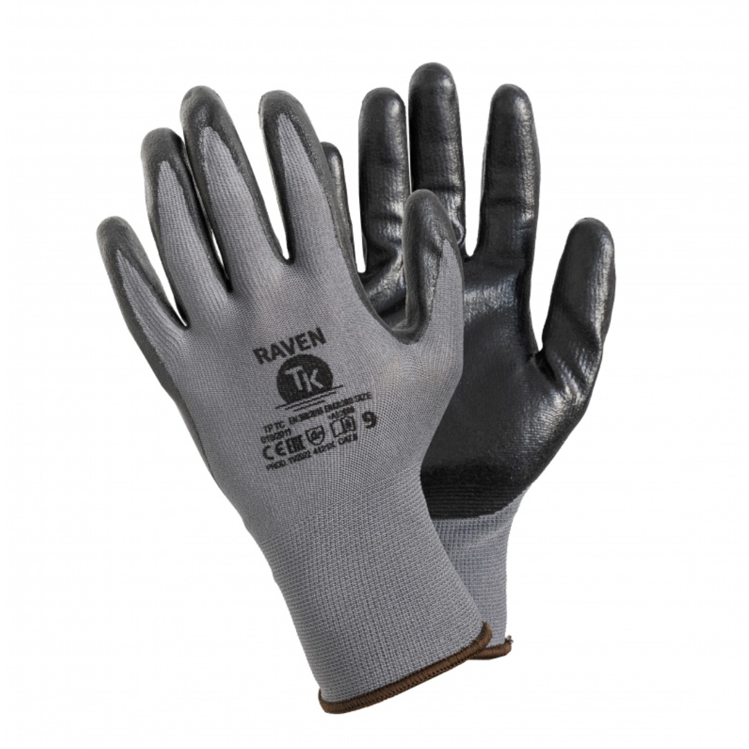 Cuiere, Manusi protectie, din poliester/PU, EN 388 (4121X), EN 420+A1,EN 407, TK- Raven - marimea 6 - vectordirect.ro