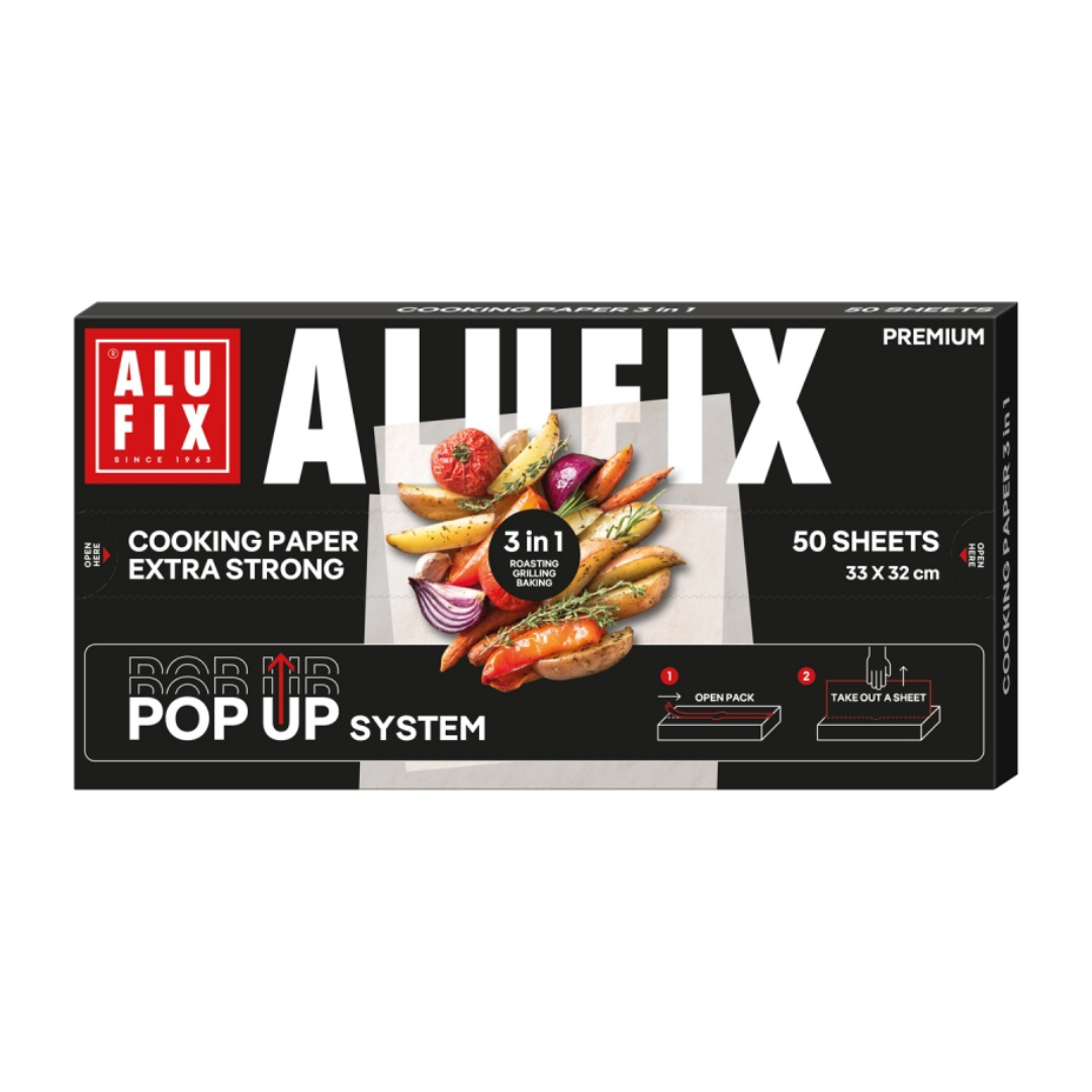 Alufix, ALUFIX hartie pentru gatit, 3 in 1, 33cm x 32cm, 50 foi - vectordirect.ro