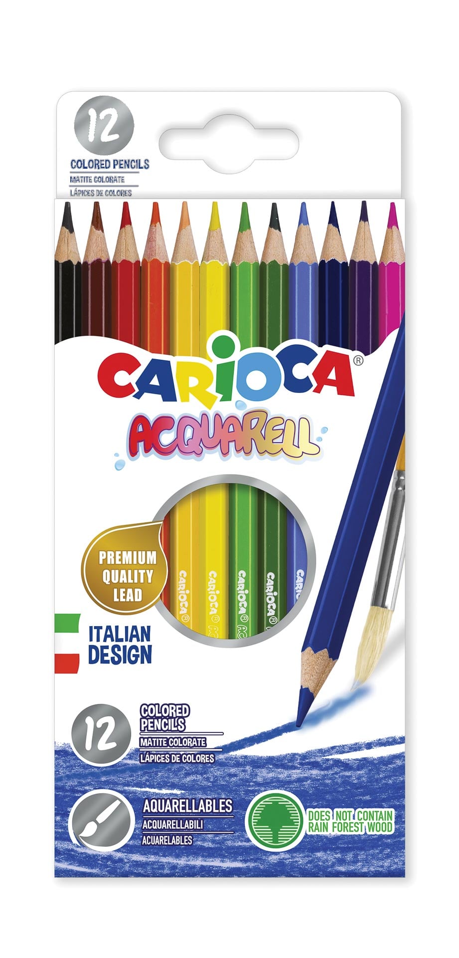 Toate produsele, Creioane colorate CARIOCA Acquarell, hexagonale, 12 culori/cutie - cutie carton - vectordirect.ro