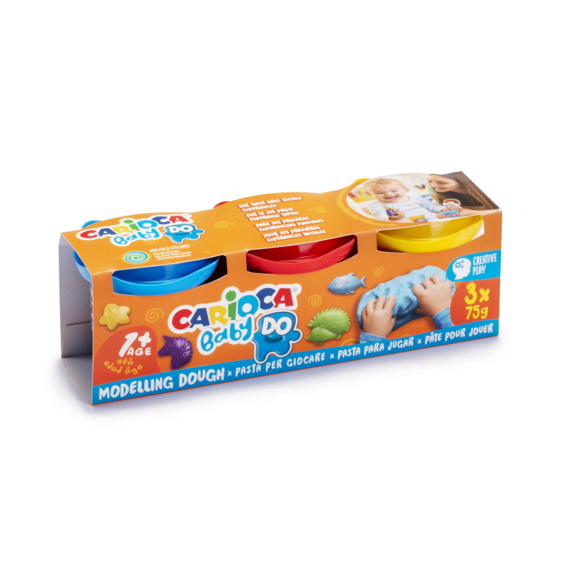 Plastilina, 3 culori x 75 g/set, CARIOCA Baby