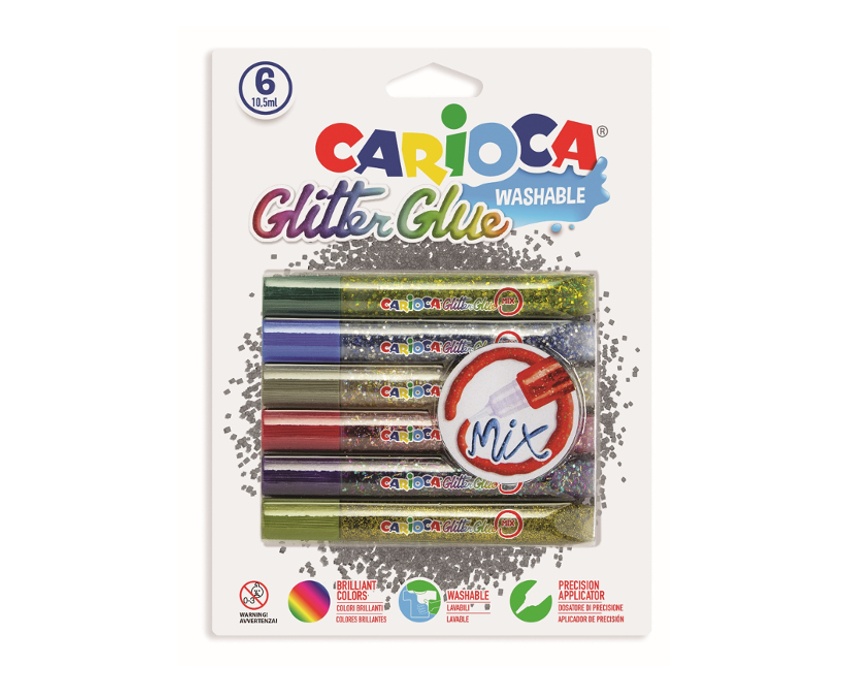Rechizite scolare Rapid Carioca Standardgraph, Lipici Glitter, lavabil, 6 culori/blister, CARIOCA Glitter Glue Mix - vectordirect.ro