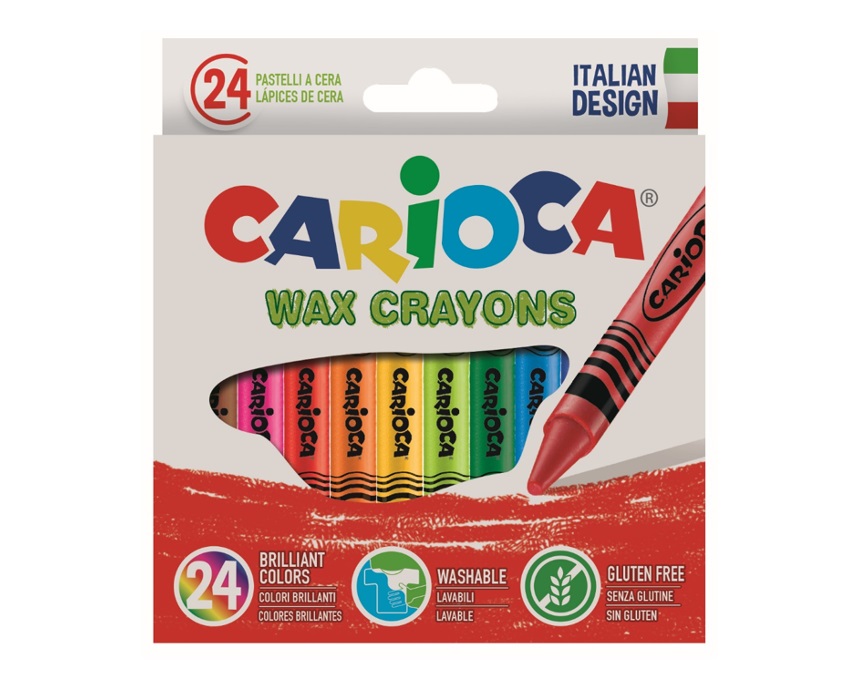 Toate produsele, Creioane cerate, rotunde, lavabile, D- 8mm, 24 culori/cutie, CARIOCA Wax Crayons - vectordirect.ro