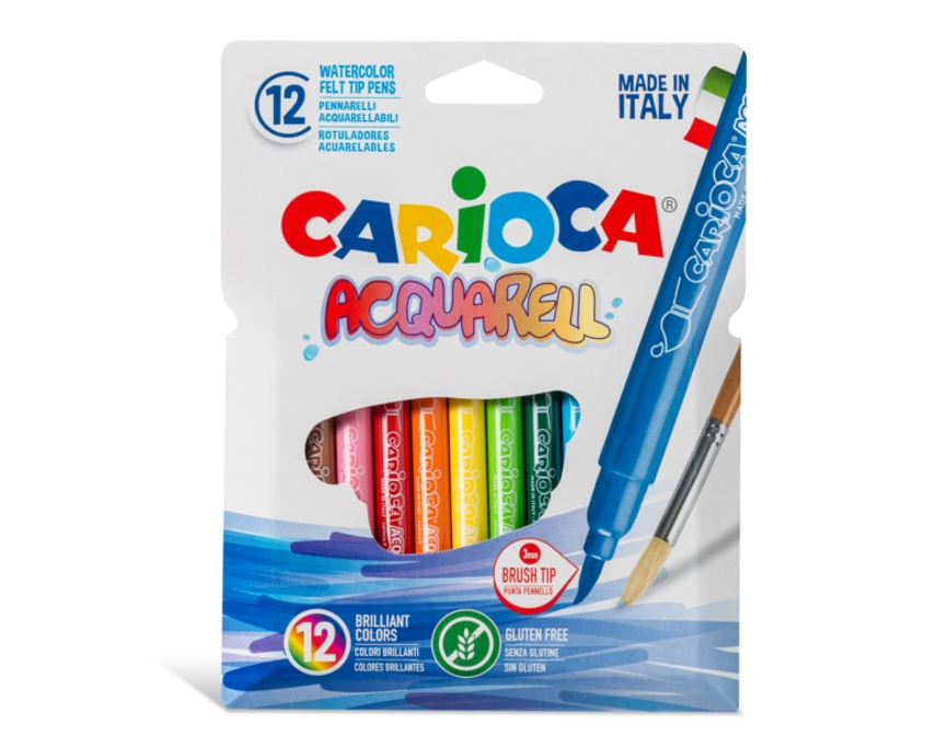 Carioca, Carioca, varf flexibil - 3mm (tip pensula), 12 culori/cutie, CARIOCA Acquarell - vectordirect.ro