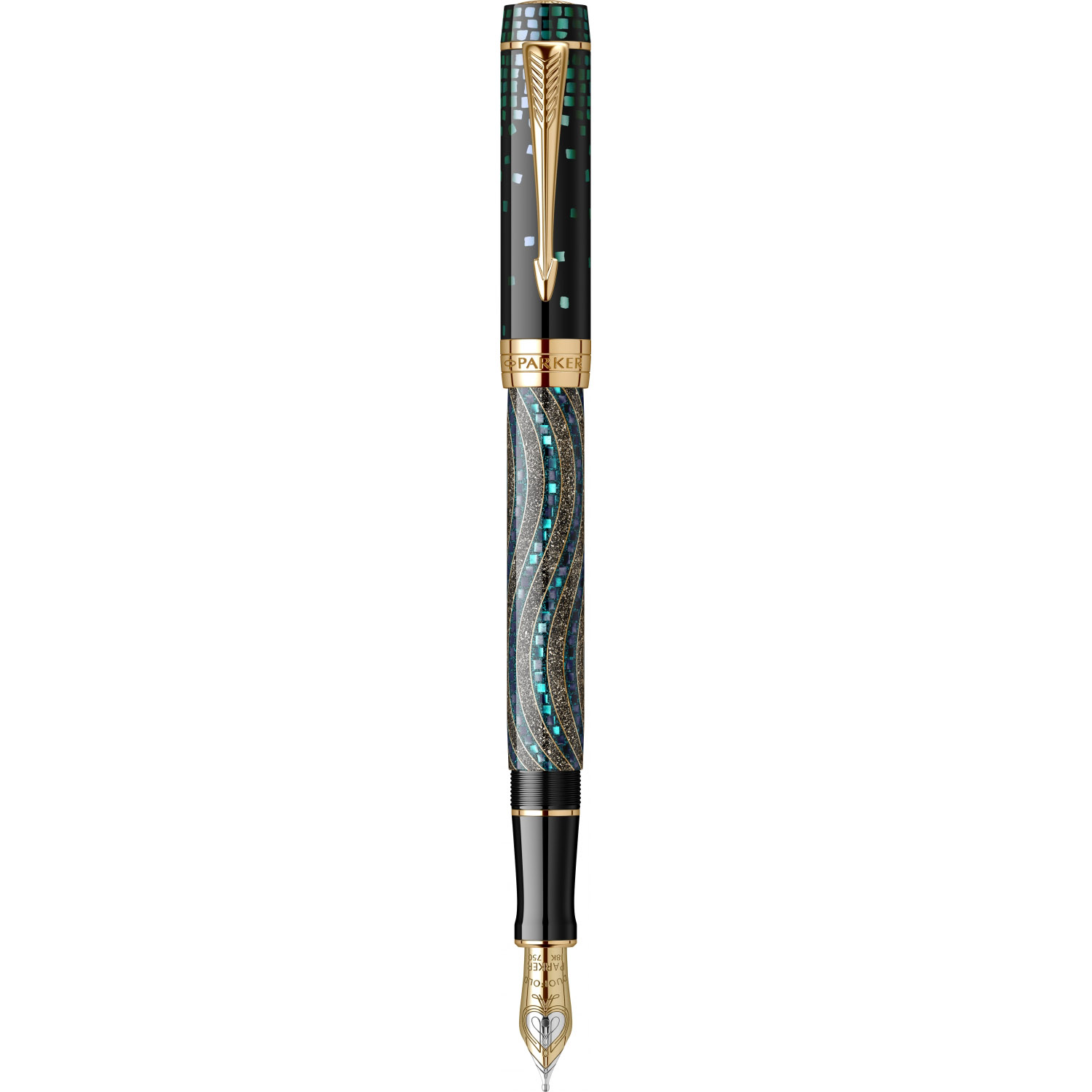 Stilou International Size 18k Nib Parker Duofold LE Maki-e Flowing Water GT