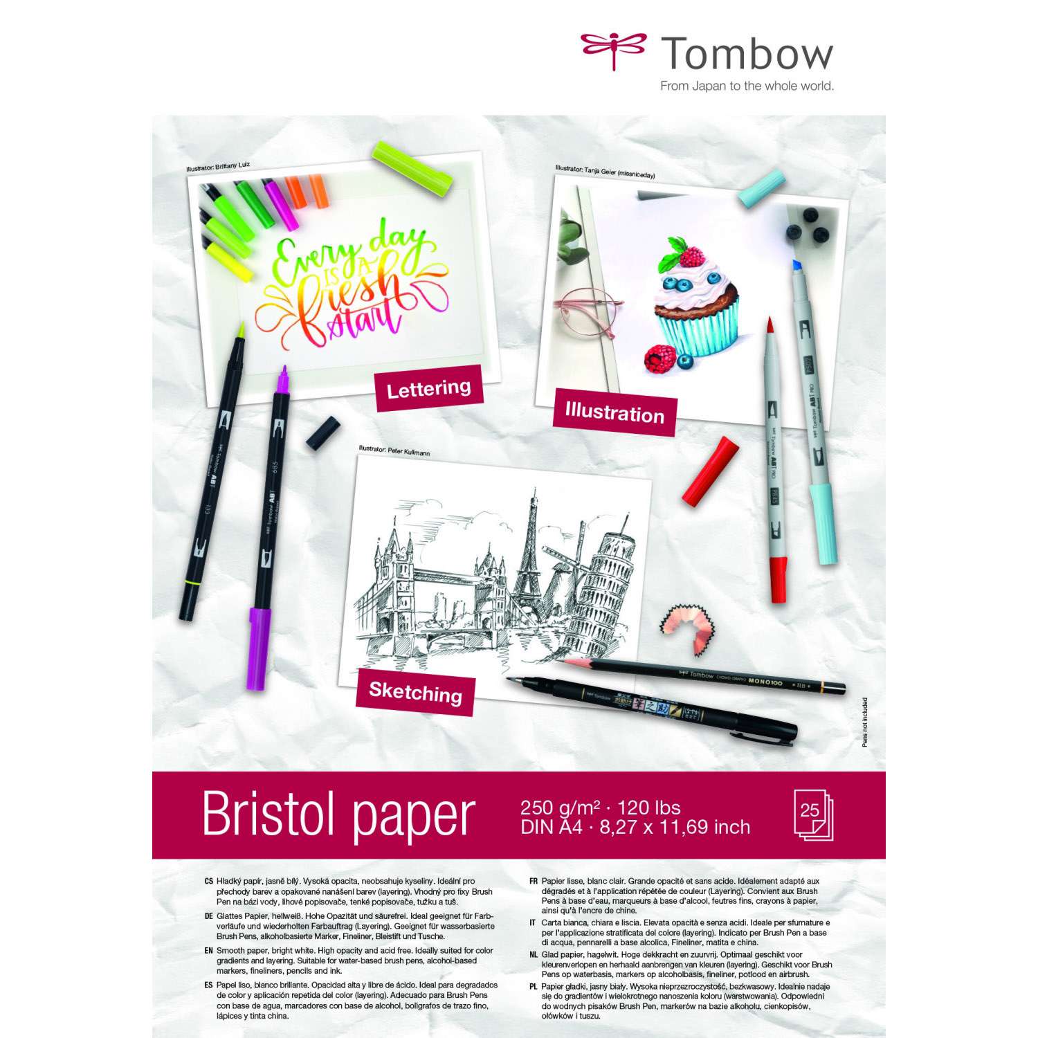 Hartie pentru Grafica si Caligrafie A4 Tombow Bristol Paper 250g/mp - 25 coli