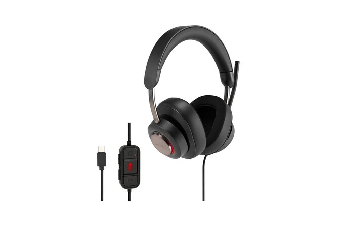 Microfoane si camere video, Casti Kensington H2000, reglabile, microfon cu anulare sunet inclus, conexiune cablu USB-C, negru - vectordirect.ro