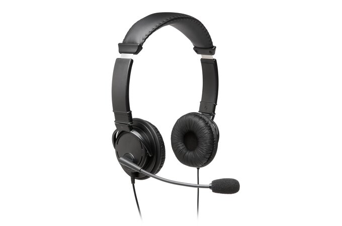 Casti Kensington, reglabile, microfon cu anulare sunet inclus, conexiune cablu USB 1.8 m, negru