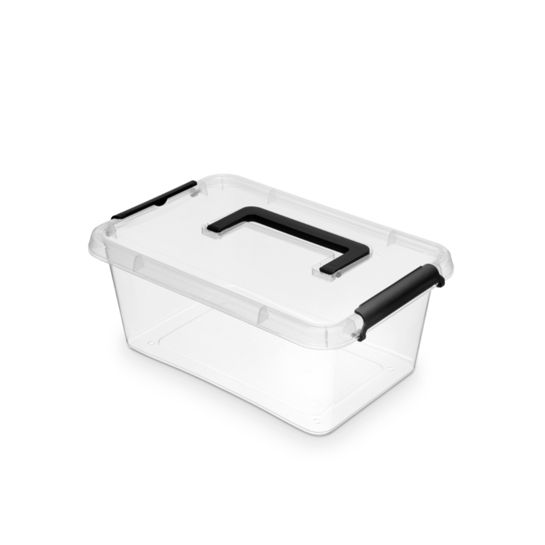 Nanobox, Container plastic cu capac, transparent, ORPLAST Simple box - capacitate 4.5L - cu maner - vectordirect.ro
