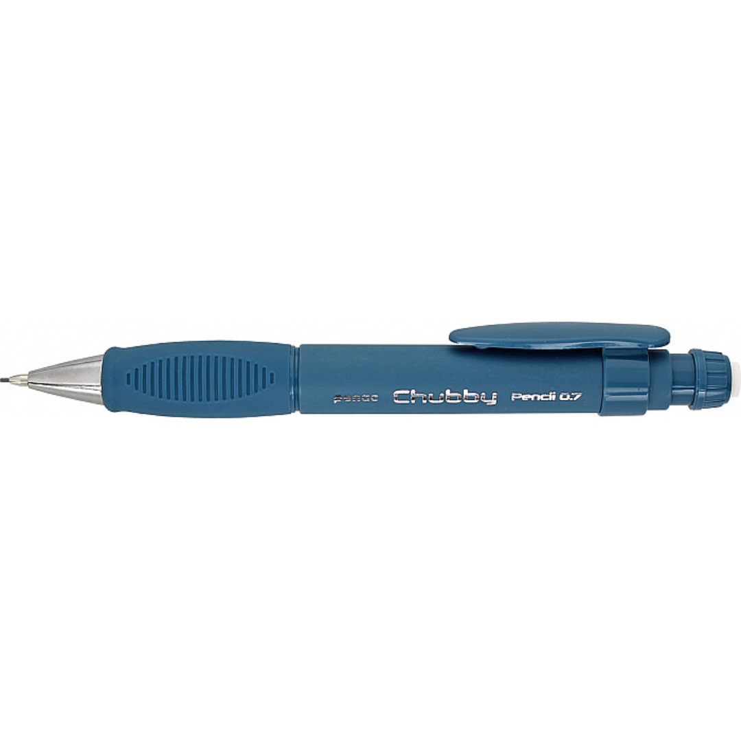 Creioane si mine creion, Creion mecanic PENAC Chubby, rubber grip, 0.7mm, con si varf metalic, radiera retractabila, teal - vectordirect.ro