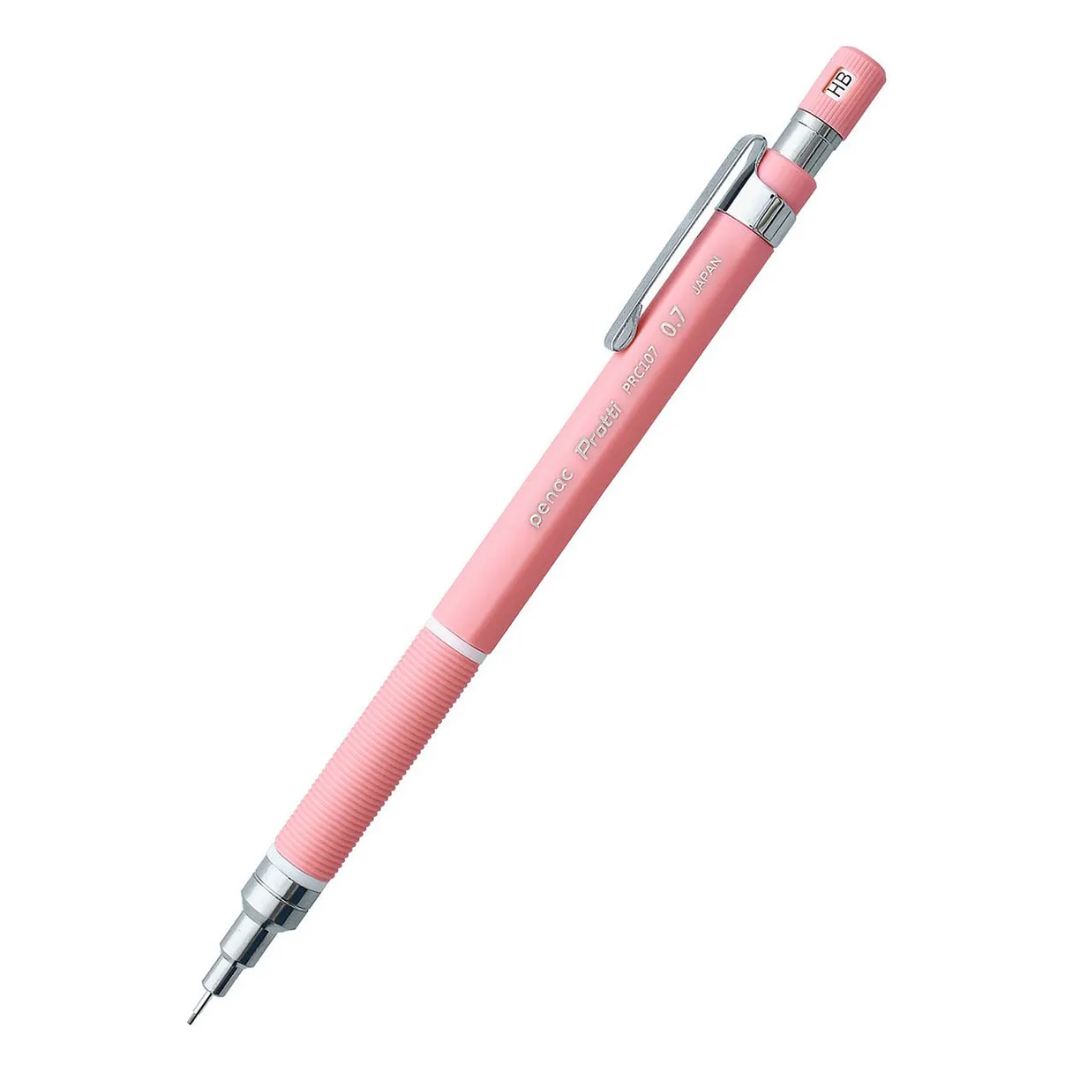 Creioane si mine creion, Creion mecanic profesional PENAC Protti PRC-107, 0.7mm, con metalic, varf retractabil, roz, in blist - vectordirect.ro