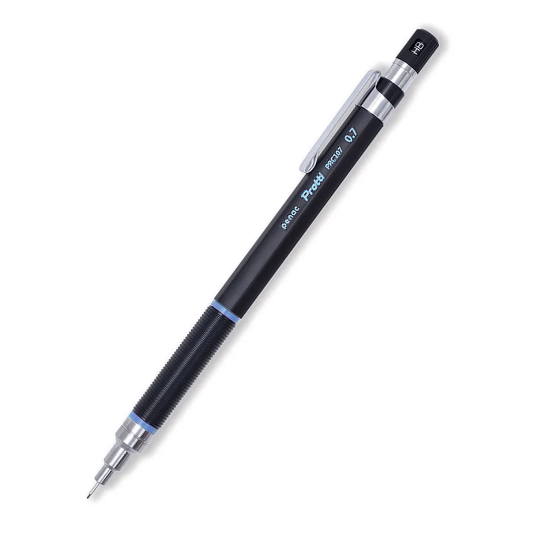 Creioane si mine creion, Creion mecanic profesional PENAC Protti PRC-107, 0.7mm, con metalic, varf retractabil, negru/sky blu - vectordirect.ro