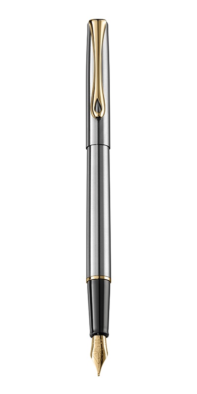 Pixuri Diplomat, Stilou Diplomat Traveller, cu penita M, din otel inoxidabil - stainless steel gold - vectordirect.ro