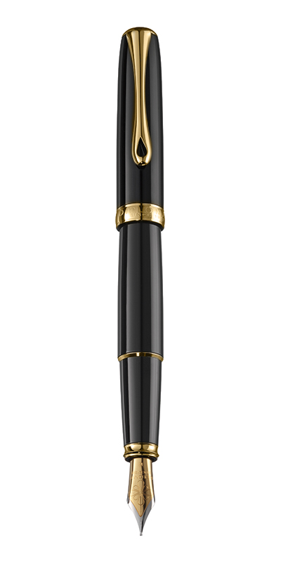 Toate produsele, Stilou Diplomat Excellence A2, cu penita M, din otel inoxidabil - Black Lacquer Gold - vectordirect.ro