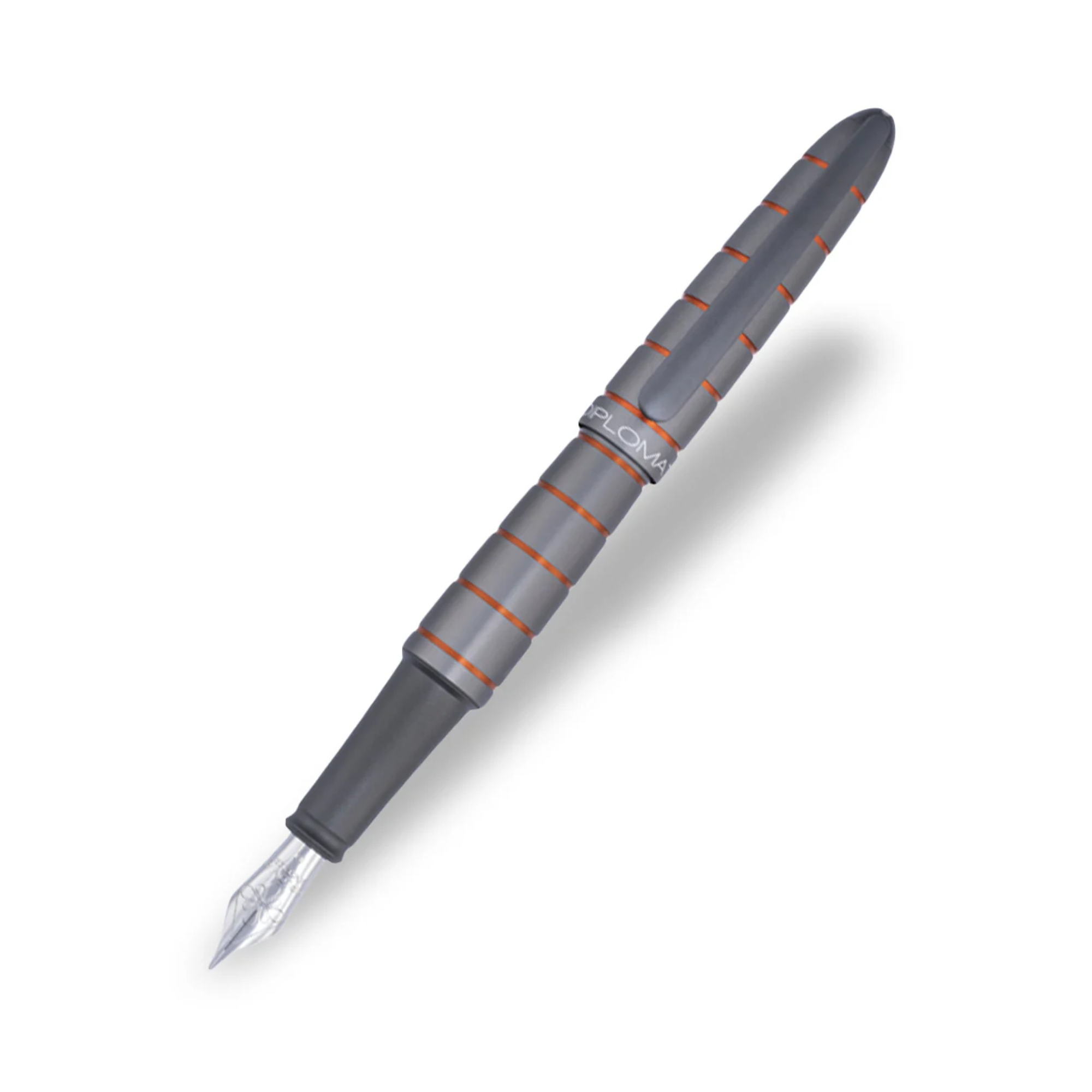 Stilou DIPLOMAT Elox Ring, cu penita M, din otel inoxidabil - grey orange