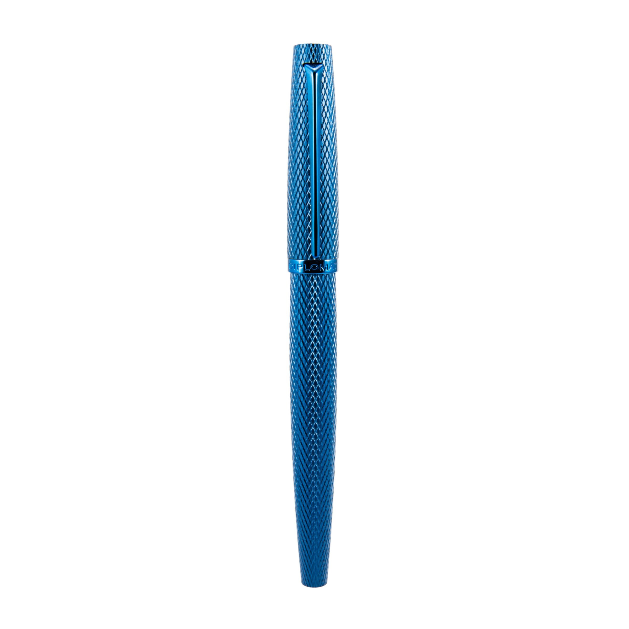 Stilou DIPLOMAT Viper, cu penita F/M, din otel inoxidabil - blue guilloche