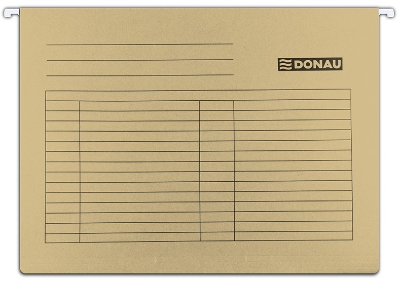 Dosar suspendabil cu eticheta, bagheta metalica, carton 230g/mp, 5 buc/set, DONAU - maro