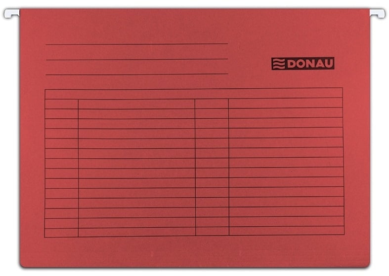 Dosar suspendabil si accesorii, Dosar suspendabil cu eticheta, bagheta metalica, carton 230g/mp, 5 buc/set, DONAU - rosu - vectordirect.ro