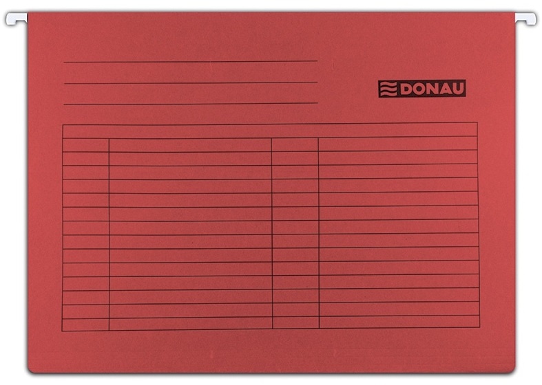 Dosar suspendabil cu eticheta, bagheta metalica, carton 230g/mp, 5 buc/set, DONAU - rosu