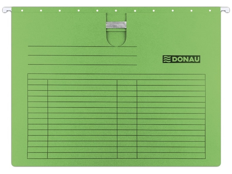 Folie protectie, Dosar suspendabil cu sina, carton 230g/mp, bagheta metalica, 5 buc/set, DONAU - verde - vectordirect.ro