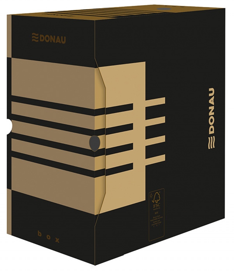 Toate produsele, Cutie arhivare 155mm, carton 390gsm, DONAU - negru/kraft - vectordirect.ro