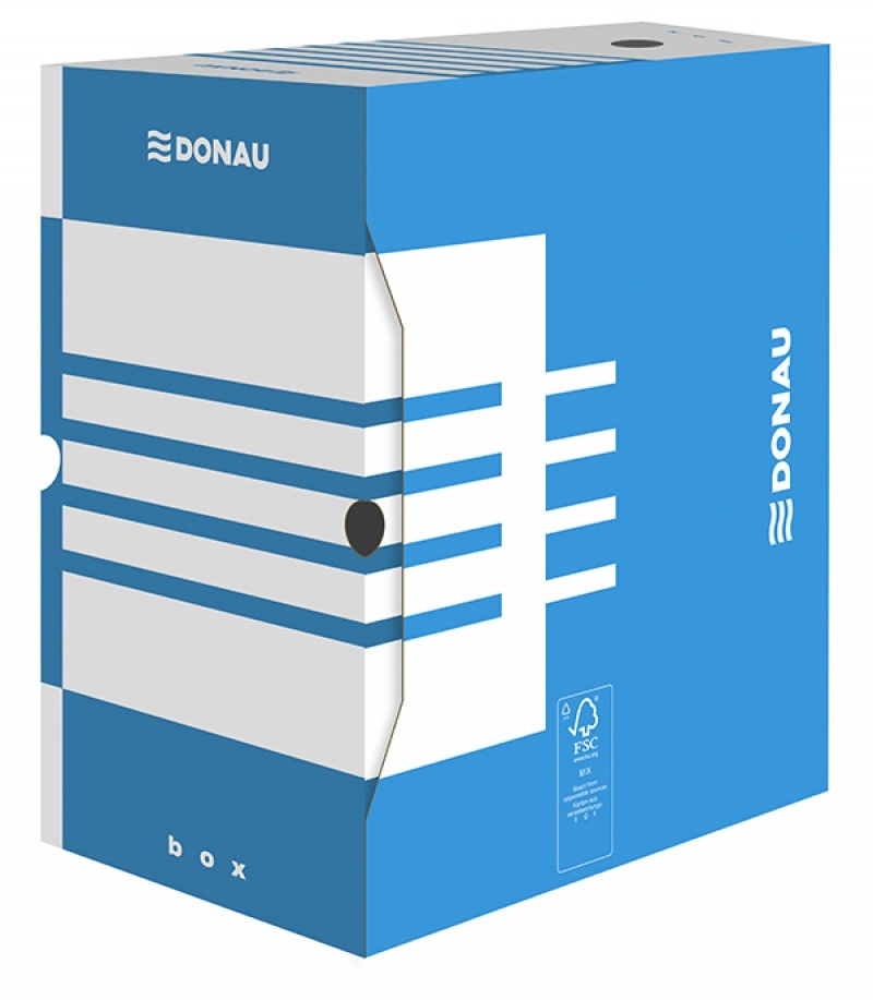 Toate produsele, Cutie arhivare 200mm, carton 390gsm, DONAU - albastru/alb - vectordirect.ro