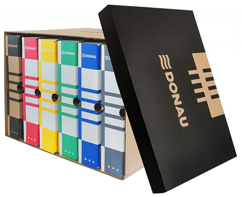 Toate produsele, Container de arhivare cu capac detasabil, carton 490gsm, DONAU - negru/kraft - vectordirect.ro