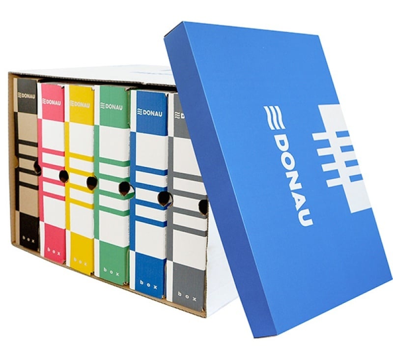 Toate produsele, Container de arhivare cu capac detasabil, carton 490gsm, DONAU - albastru/alb - vectordirect.ro