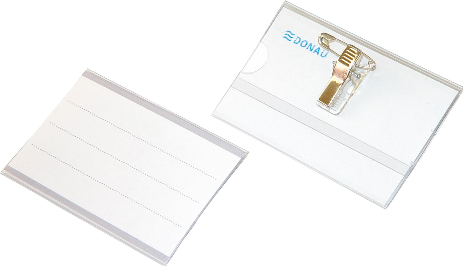 Laminatoare, folii laminare, Ecuson cu ac si clip, 58 x 90 mm, DONAU - vectordirect.ro