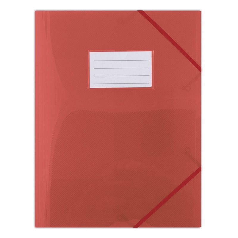 Toate produsele, Mapa plastic cu elastic pe colturi, cu eticheta, 480 microni, DONAU - rosu transparent - vectordirect.ro