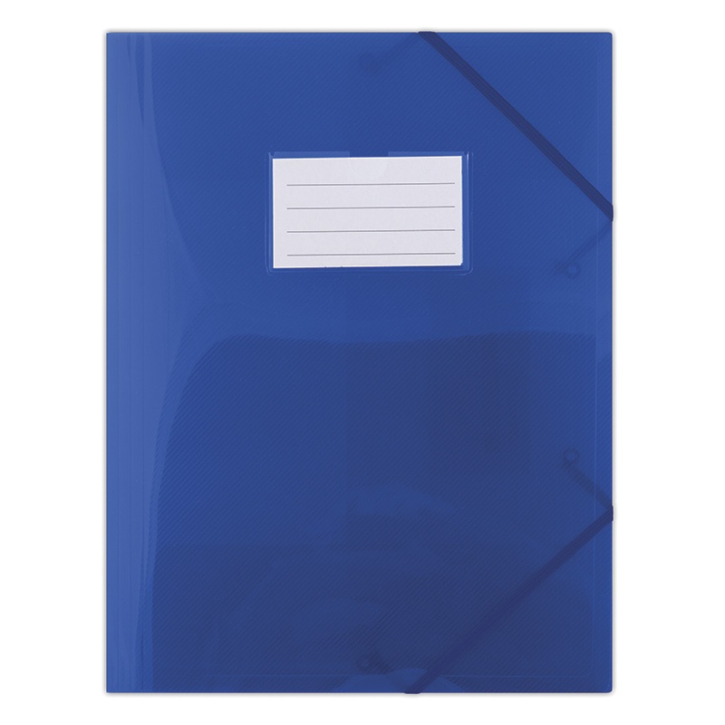 Mape din plastic, Mapa plastic cu elastic pe colturi, cu eticheta, 480 microni, DONAU - albastru transparent - vectordirect.ro