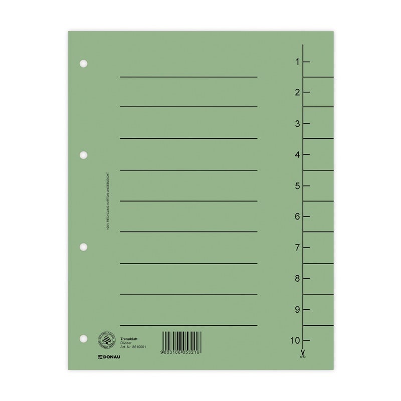 Toate produsele, Separatoare carton manila 250g/mp, 300 x 240mm, 100/set, DONAU - verde - vectordirect.ro
